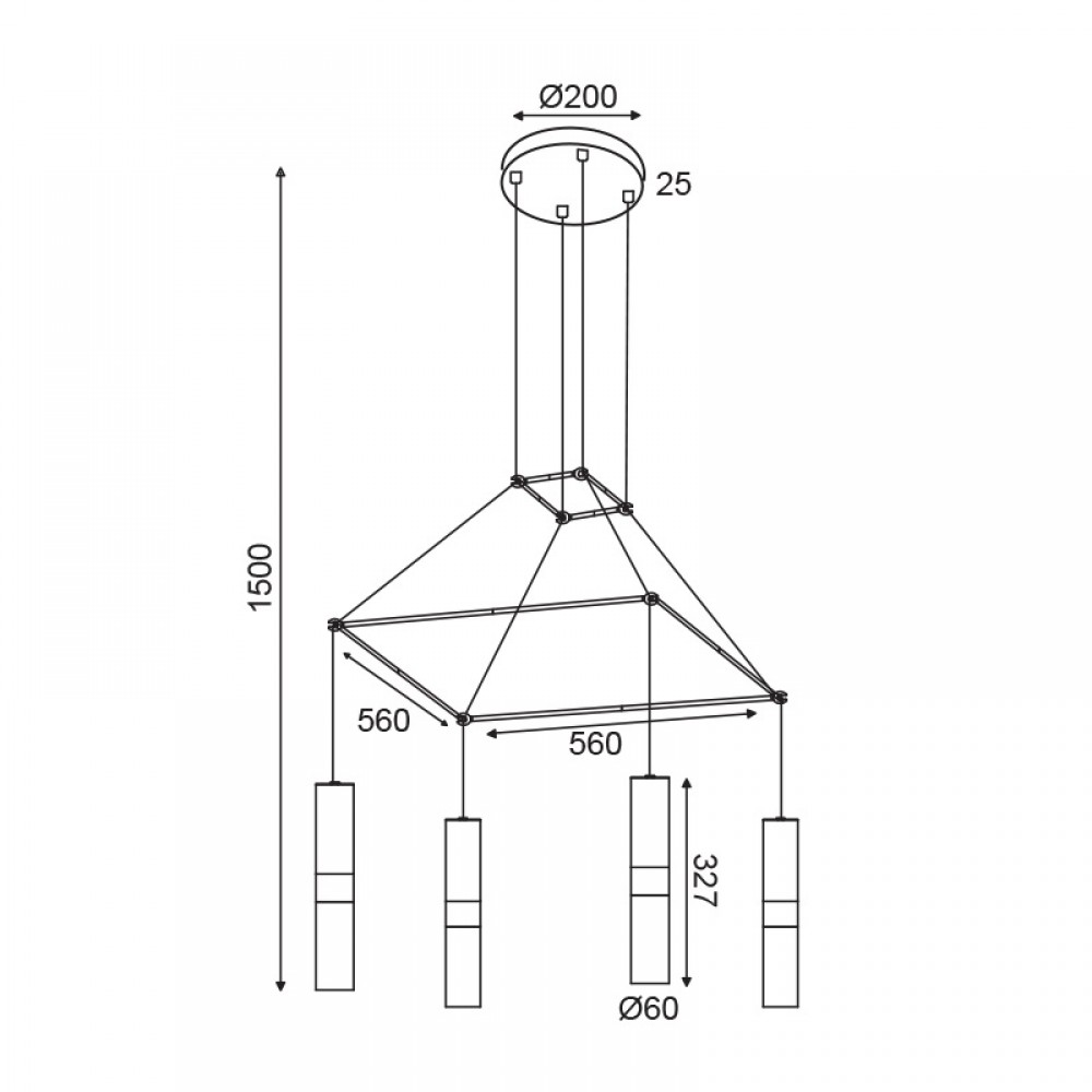 Κρεμαστό Φωτιστικό Μεταλλικό Τετράφωτο Σε Ροζέτα Ορείχαλκος 4x GU10 - ACA Decor