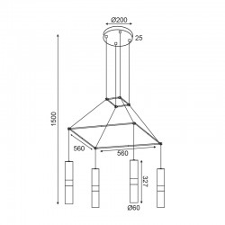Κρεμαστό Φωτιστικό Μεταλλικό Τετράφωτο Σε Ροζέτα Ορείχαλκος 4x GU10 - ACA Decor