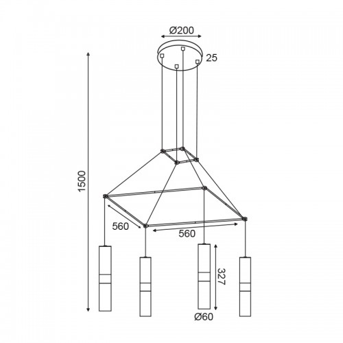 Κρεμαστό Φωτιστικό Μεταλλικό Τετράφωτο Σε Ροζέτα Μαύρο 4x GU10 - ACA Decor
