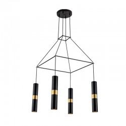 Κρεμαστό Φωτιστικό Μεταλλικό Τετράφωτο Σε Ροζέτα Μαύρο 4x GU10 - ACA Decor