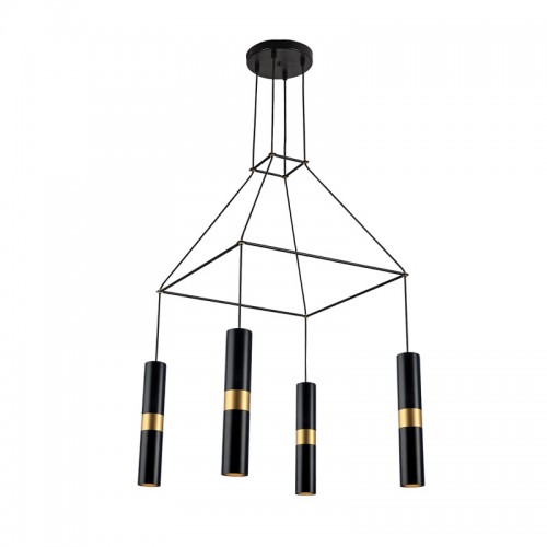 Κρεμαστό Φωτιστικό Μεταλλικό Τετράφωτο Σε Ροζέτα Μαύρο 4x GU10 - ACA Decor