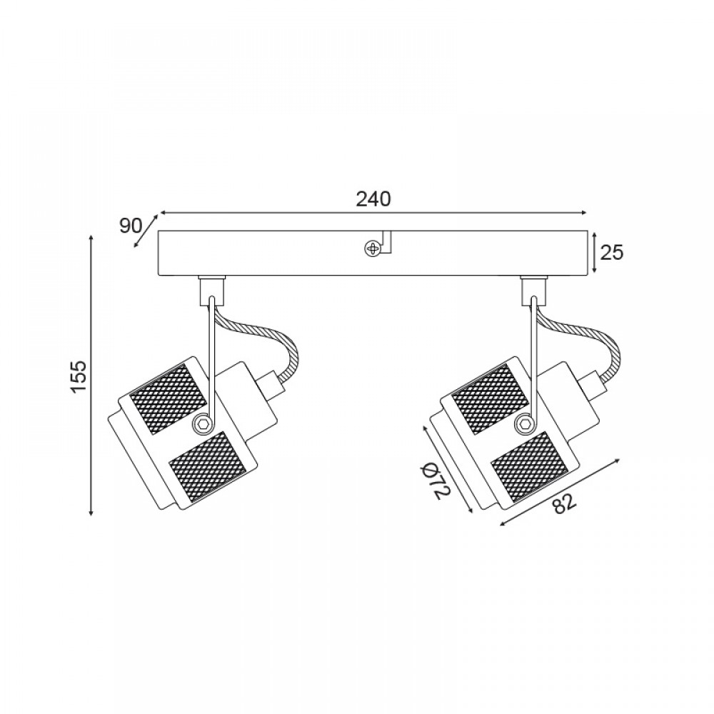 Vintage Σποτ Επίτοιχο - Οροφής Γκρι Μεταλλικό Δίφωτο 2X GU10 KRYPTON - ACA Decor