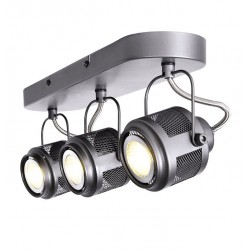 Vintage Σποτ Επίτοιχο - Οροφής Γκρι Μεταλλικό Τρίφωτο 3X GU10 KRYPTON - ACA Decor