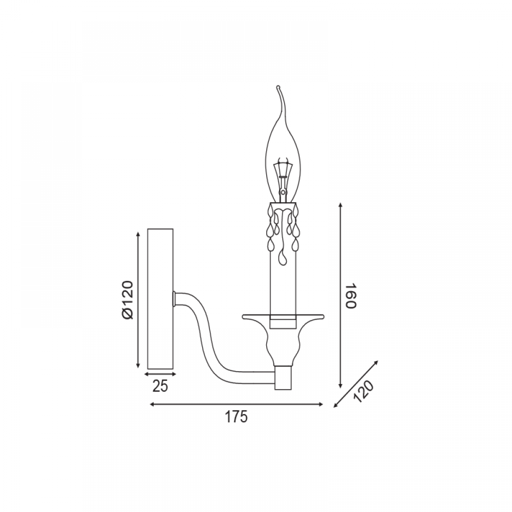Vintage Απλίκα Μεταλλική Σε Αντικέ Σκουριά Χρώμα 1x E14 LYON - ACA DECOR