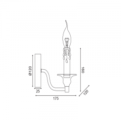 Vintage Απλίκα Μεταλλική Σε Αντικέ Σκουριά Χρώμα 1x E14 LYON - ACA DECOR