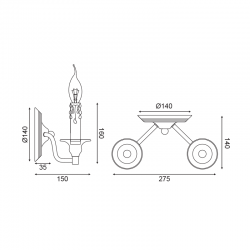 Vintage Απλίκα Μεταλλική Σε Αντικέ Σκουριά Χρώμα 2x E14 LYON - ACA DECOR