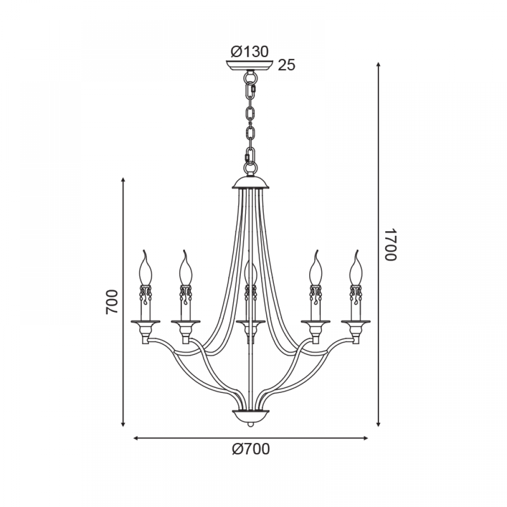 Vintage Πολυέλαιος Μεταλλικός Σε Αντικέ Σκουριά Χρώμα 5x E14 LYON - ACA DECOR