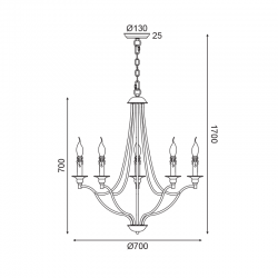 Vintage Πολυέλαιος Μεταλλικός Σε Αντικέ Σκουριά Χρώμα 5x E14 LYON - ACA DECOR