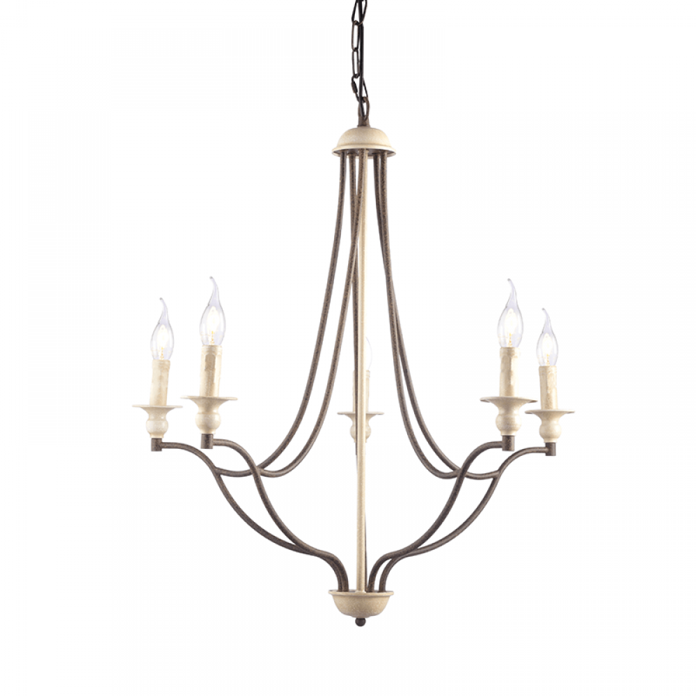 Vintage Πολυέλαιος Μεταλλικός Σε Αντικέ Σκουριά Χρώμα 5x E14 LYON - ACA DECOR