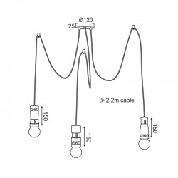 Τρίφωτο Κρεμαστό Φωτιστικό Από Ξύλο Και Δερμάτινες Λεπτομέρειες 3xE27 MEMPHIS - ACA Decor