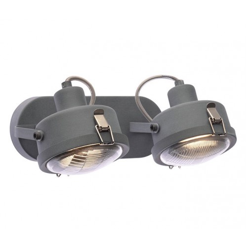 Vintage Σποτ Επίτοιχο - Οροφής Δίφωτο Μεταλλικό Γκρι Αντικέ 2XGU10 MORFEAS - ACA Decor