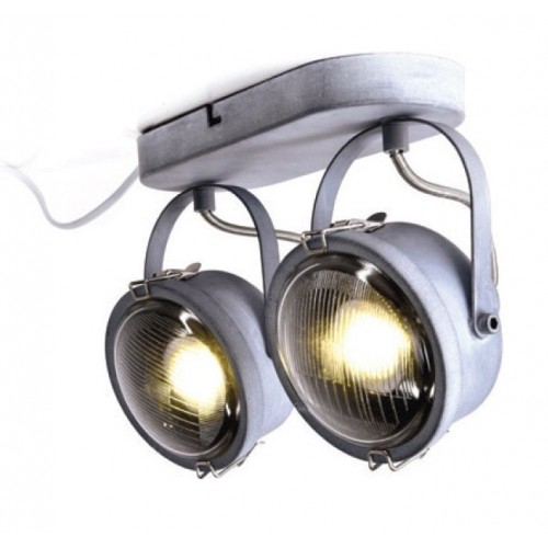 Vintage Σποτ Επίτοιχο - Οροφής Δίφωτο Μεταλλικό Γκρι Αντικέ 2XGU10 MORFEAS - ACA Decor