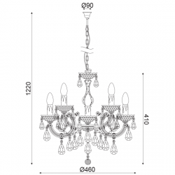 Κρεμαστό Φωτιστικό Ακριλικό Κεχριμπάρι Και Χρυσό Μέταλλο 5xE14 NEFERTITI - ACA DECOR