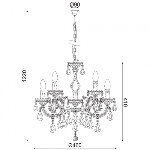 Κρεμαστό Φωτιστικό Ακριλικό Κεχριμπάρι Και Χρυσό Μέταλλο 5xE14 NEFERTITI - ACA DECOR