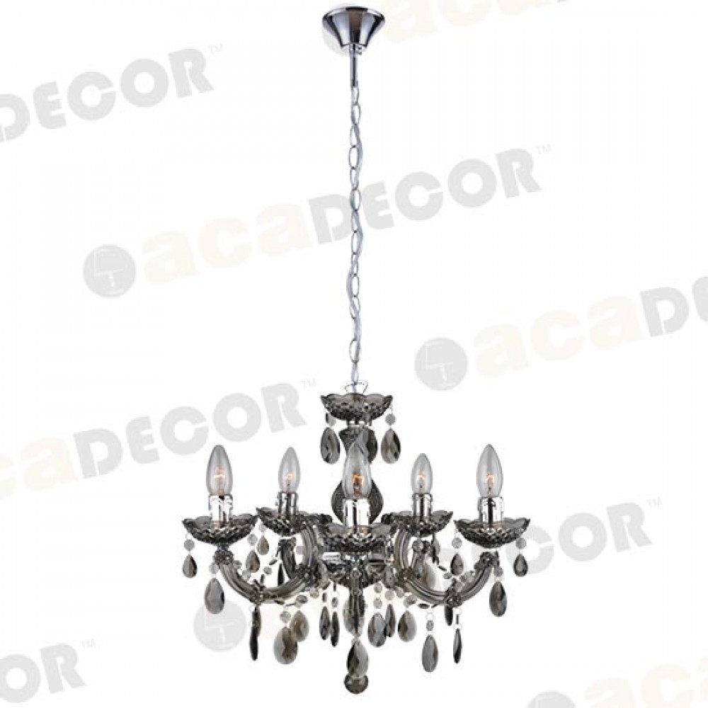 Κρεμαστό Φωτιστικό Ακρλικό Φιμέ Και Χρώμιο Μέταλλο 5xE14 NEFERTITI - ACA DECOR