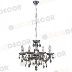 Κρεμαστό Φωτιστικό Ακρλικό Φιμέ Και Χρώμιο Μέταλλο 5xE14 NEFERTITI - ACA DECOR