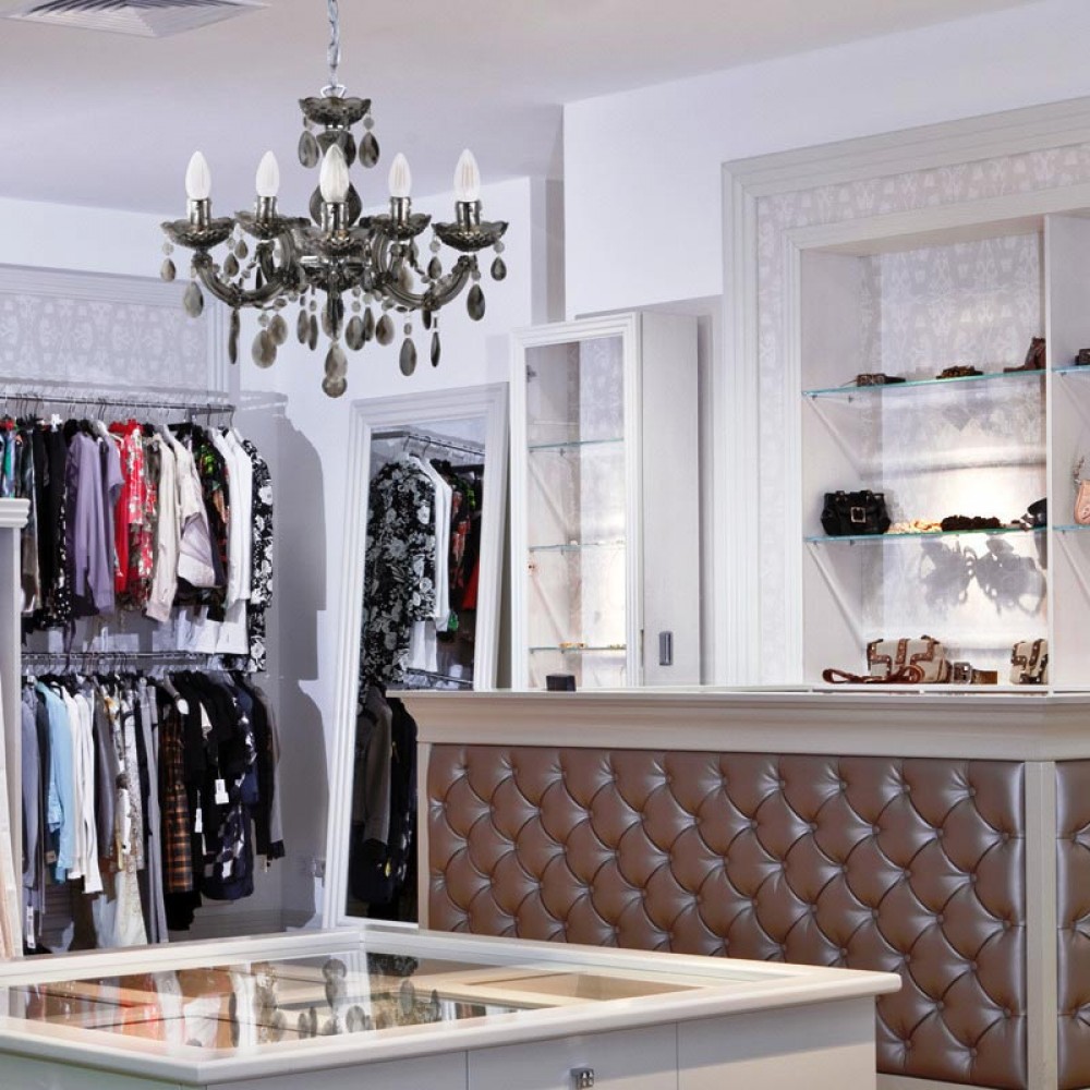 Κρεμαστό Φωτιστικό Ακρλικό Φιμέ Και Χρώμιο Μέταλλο 5xE14 NEFERTITI - ACA DECOR