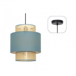 Κρεμαστό Φωτιστικό Μονόφωτο Από Βεραμάν Ύφασμα και Ψάθα Ραττάν 1xE27 NISYROS - Aca Decor