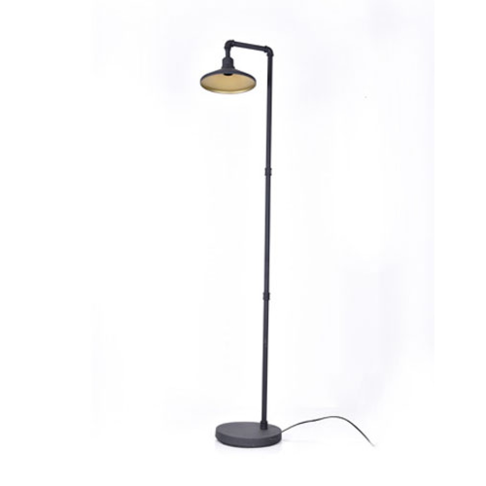 Vintage Φωτιστικό Δαπέδου Από Μέταλλο Σε Μαύρο Και Χρυσό 1xE27 PIPE - ACA Decor