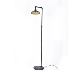 Vintage Φωτιστικό Δαπέδου Από Μέταλλο Σε Μαύρο Και Χρυσό 1xE27 PIPE - ACA Decor