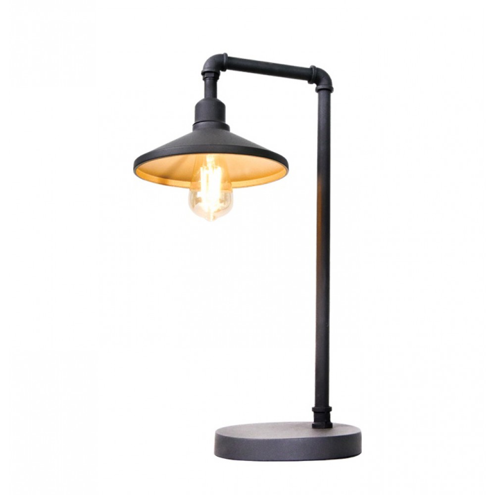 Vintage Πορτατίφ Από Μέταλλο Σε Μαύρο Και Χρυσό 1xE27 PIPE - ACA Decor