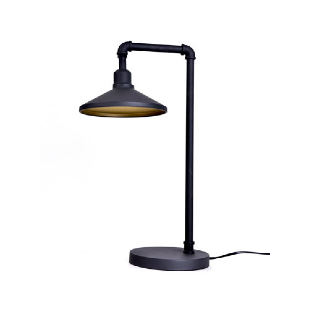 Vintage Πορτατίφ Από Μέταλλο Σε Μαύρο Και Χρυσό 1xE27 PIPE - ACA Decor