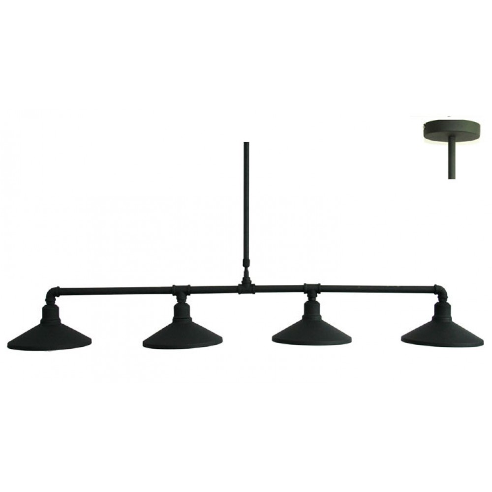 Vintage Φωτιστικό Οροφής Τετράφωτο Από Μέταλλο Σε Μαύρο Και Χρυσό 4xE27 PIPE - ACA Decor