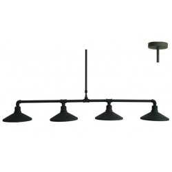 Vintage Φωτιστικό Οροφής Τετράφωτο Από Μέταλλο Σε Μαύρο Και Χρυσό 4xE27 PIPE - ACA Decor