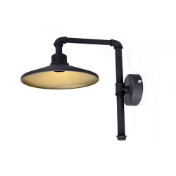 Vintage Απλίκα Από Μέταλλο Σε Μαύρο Και Χρυσό 1xE27 PIPE - ACA Decor