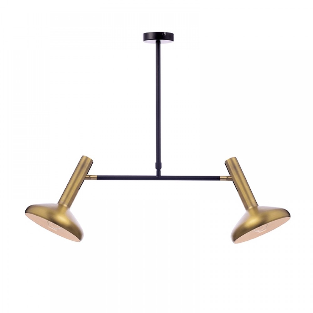 Vintage Φωτιστικό Οροφής Από Μέταλλο Σε Ορειχάλκινο Και Μαύρο Χρώμα Δίφωτο 2xE27 SHERLOCK - ACA Decor