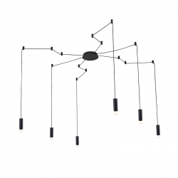 Κρεμαστό Φωτιστικό Αλουμίνιο Με Καλώδιο Σε Μαύρο Χρώμα 6xG9 TERES - ACA Decor