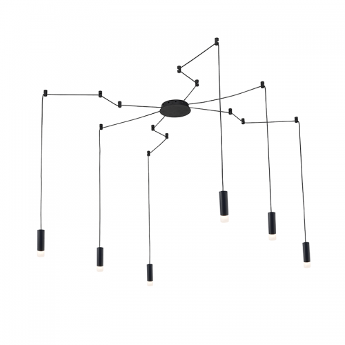 Κρεμαστό Φωτιστικό Αλουμίνιο Με Καλώδιο Σε Μαύρο Χρώμα 6xG9 TERES - ACA Decor
