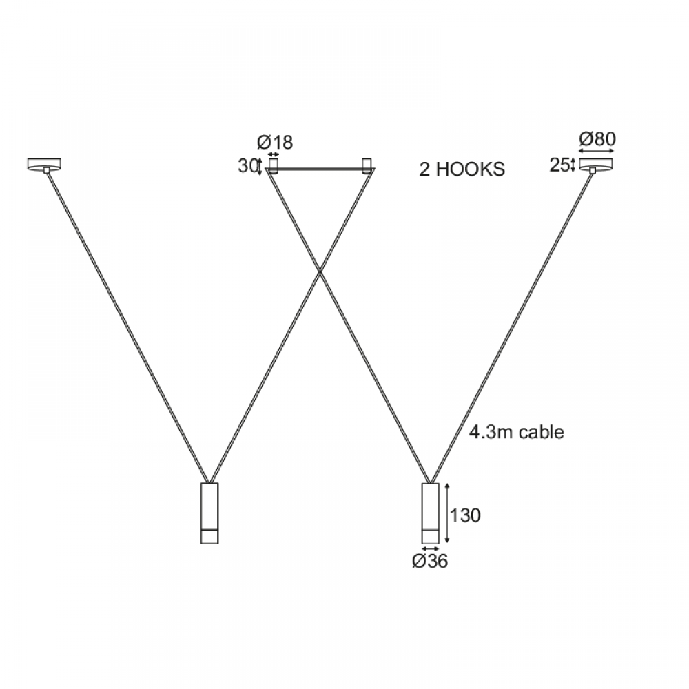 Κρεμαστό Φωτιστικό Αλουμίνιο Με Καλώδιο Σε Μαύρο Χρώμα 2xG9 TERES - ACA Decor