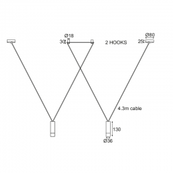 Κρεμαστό Φωτιστικό Αλουμίνιο Με Καλώδιο Σε Μαύρο Χρώμα 2xG9 TERES - ACA Decor