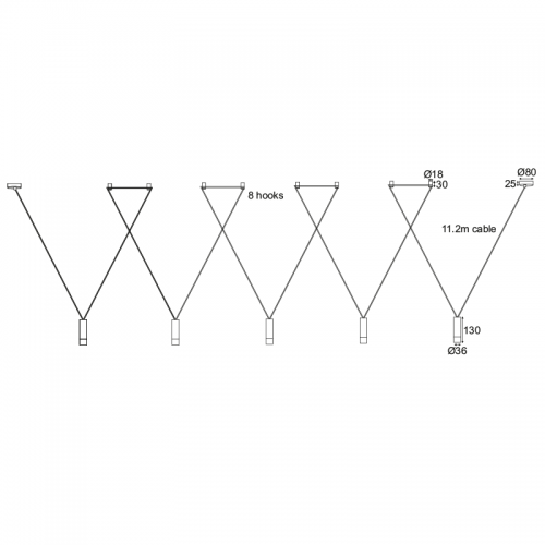 Κρεμαστό Φωτιστικό Αλουμίνιο Με Καλώδιο Σε Μαύρο Χρώμα 5xG9 TERES - ACA Decor