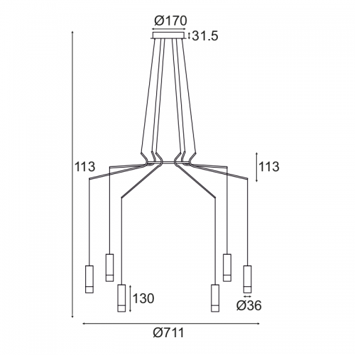 Κρεμαστό Φωτιστικό Αλουμίνιο Σε Μαύρο Χρώμα Ø71cm 6xG9 TERES - ACA Decor