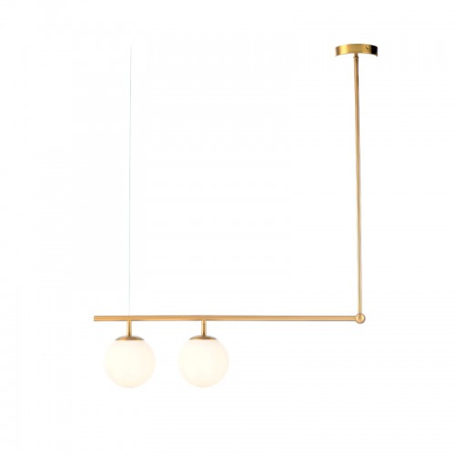 Φωτιστικό Οροφής Δίφωτο Ορειχάλκινο Μεταλλικό Και Λευκό Οπάλ Γυαλί 2xE27 THETIS - ACA Decor