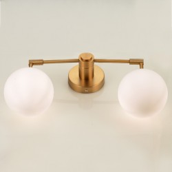  Επίτοιχο Φωτιστικό Με Σπαστό Βραχίονα Ορειχάλκινο & Λευκό Γλόμπο 2xE27 Aca