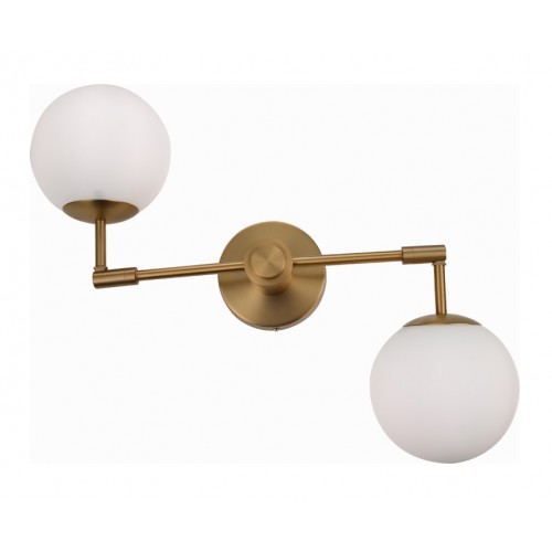  Επίτοιχο Φωτιστικό Με Σπαστό Βραχίονα Ορειχάλκινο & Λευκό Γλόμπο 2xE27 Aca