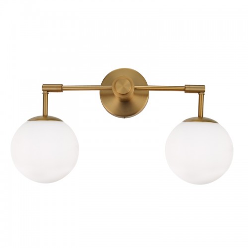  Επίτοιχο Φωτιστικό Με Σπαστό Βραχίονα Ορειχάλκινο & Λευκό Γλόμπο 2xE27 Aca