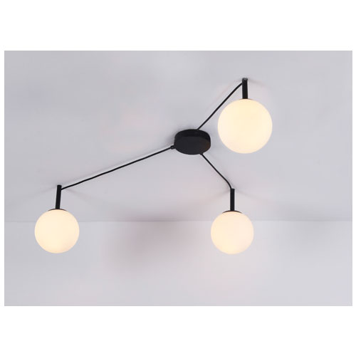 Φωτιστικό Οροφής Μαύρο Μεταλλικό Με Γυαλί 3xE14 TIRAMOLLA - Aca Decor