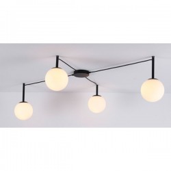 Φωτιστικό Οροφής Μαύρο Μεταλλικό Με Γυαλί 4xE14 TIRAMOLLA - Aca Decor