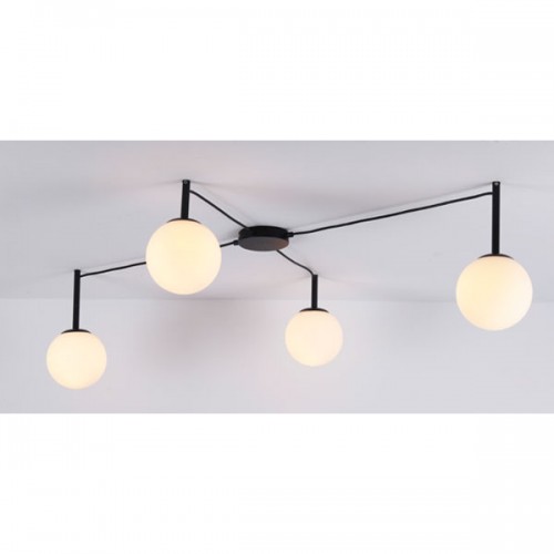 Φωτιστικό Οροφής Μαύρο Μεταλλικό Με Γυαλί 4xE14 TIRAMOLLA - Aca Decor