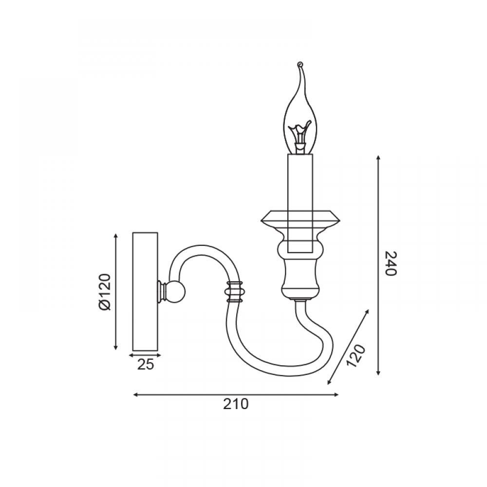 Vintage Απλίκα Μεταλλική Σε Αντικέ Σκουριά Χρώμα 1x E14 TOULOUSE - ACA DECOR