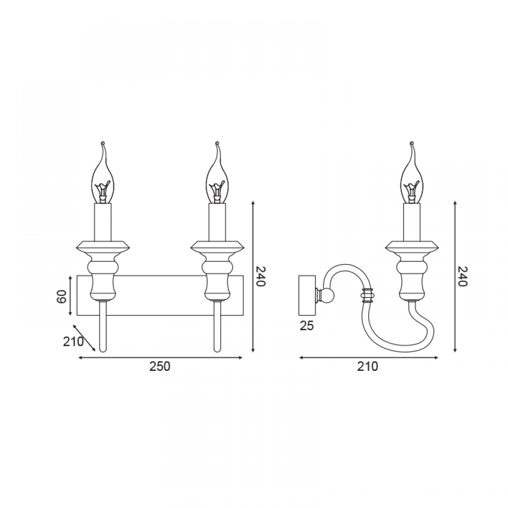Vintage Απλίκα Μεταλλική Σε Αντικέ Σκουριά Χρώμα 2x E14 TOULOUSE - ACA DECOR