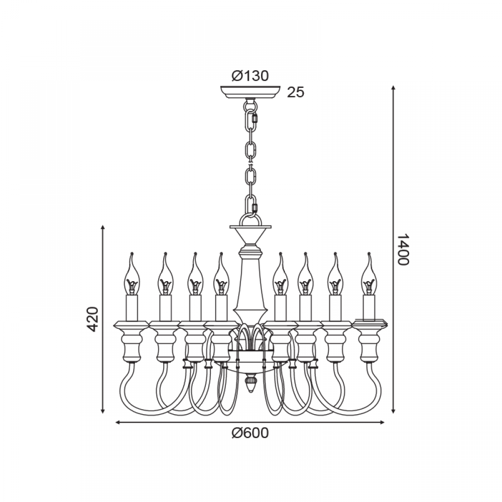 Vintage Πολυέλαιος Μεταλλικός Σε Αντικέ Σκουριά Χρώμα 8x E14 TOULOUSE - ACA DECOR