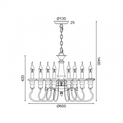 Vintage Πολυέλαιος Μεταλλικός Σε Αντικέ Σκουριά Χρώμα 8x E14 TOULOUSE - ACA DECOR