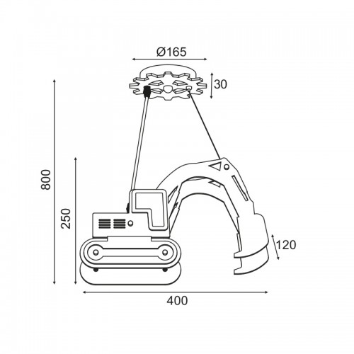 Παιδικό Φωτιστικό Οροφής Κίτρινος Εκσκαφέας 1xE14 VROOM - Aca Decor