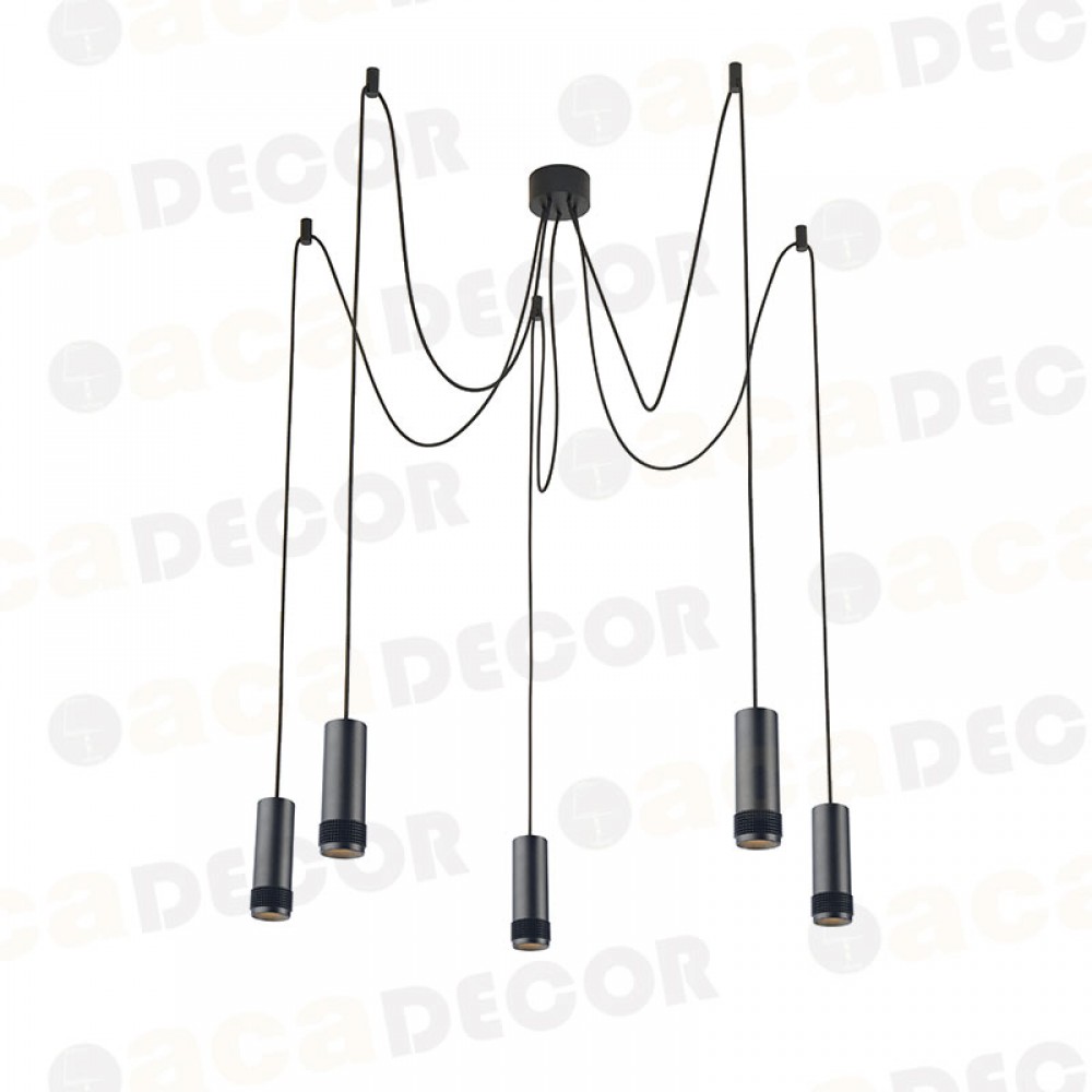 Πολύφωτο Κρεμαστό Φωτιστικό Οροφής Αλουμινίου Μαύρο 5Χ GU10  - ACA Decor