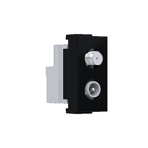 MODYS Πρίζα Τηλεόρασης SAT ΤV-R Τερματική 1 ΣΤ. Μαύρο Ματ IP20 - Aca Elec